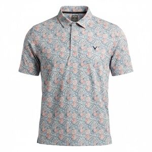 Callaway Opti-Dri XXL Golf Polo Shirt Blue Coral Pink stretch / Beer Mug Pattern